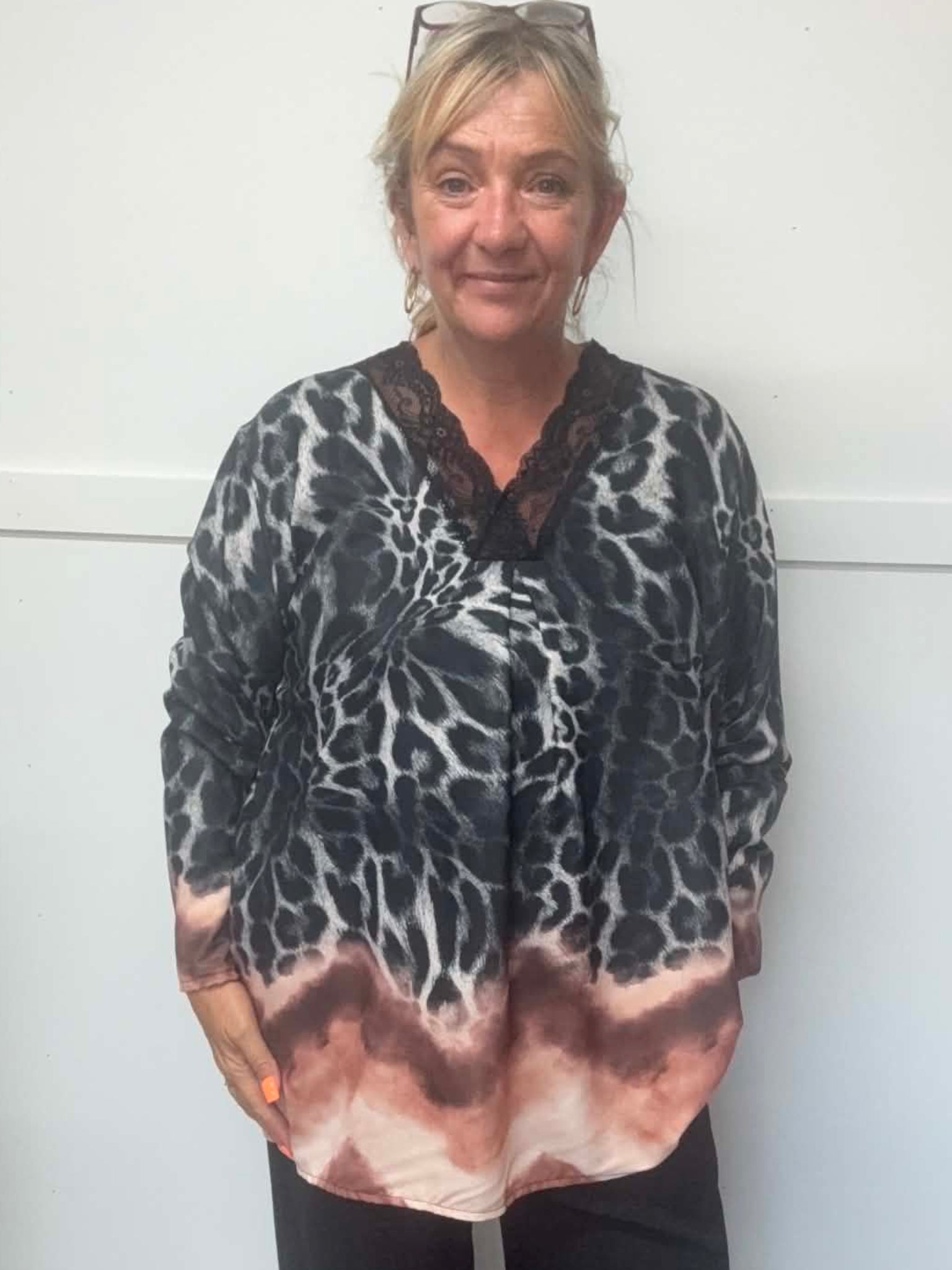 FINN — Leopard Print Lace Blouse